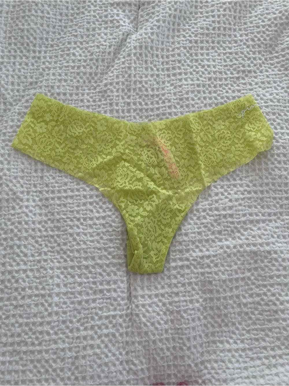 NWOT PINK Victoria's Secret Neon Lime Lace Thong